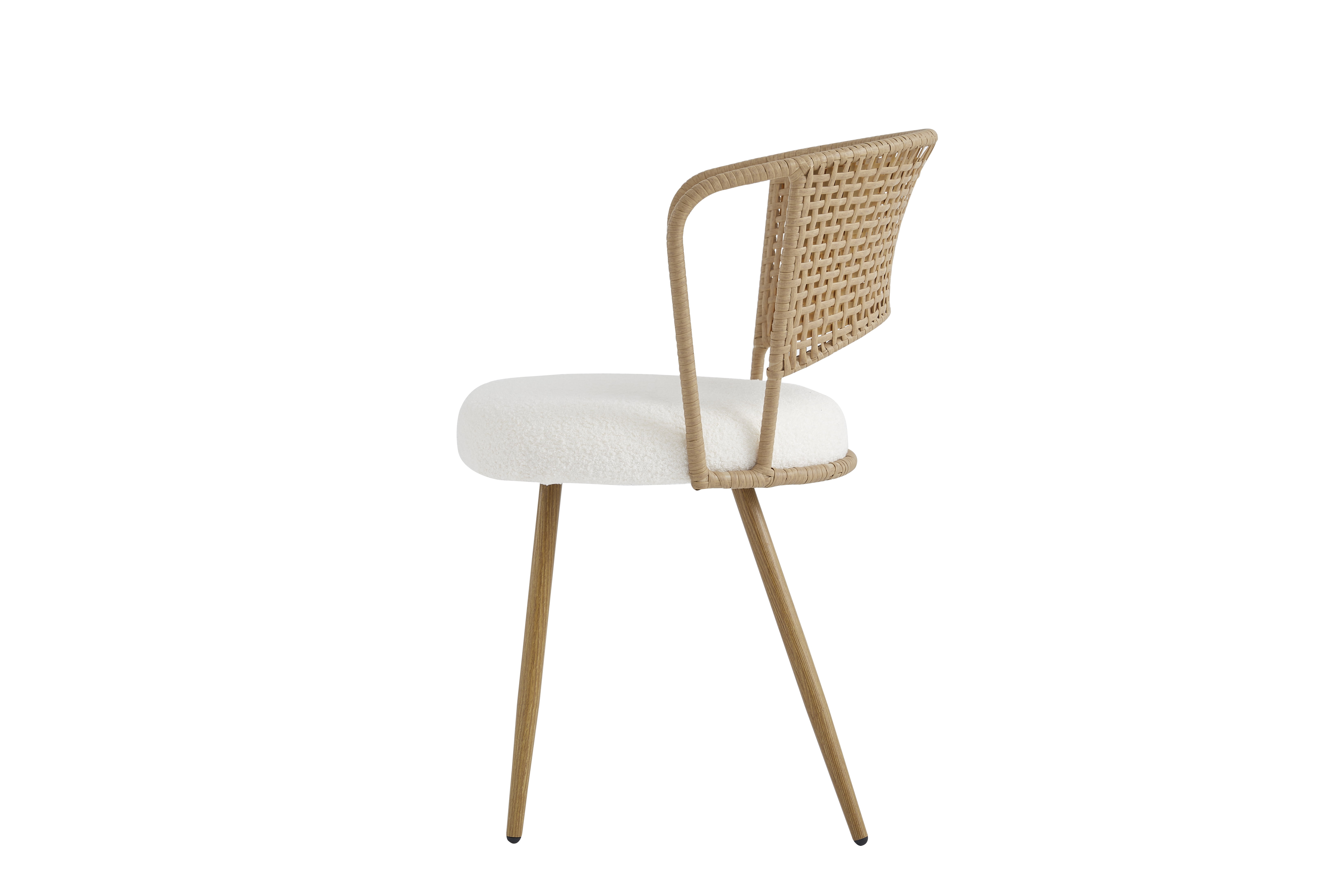 2-Piece Set Wicker Dining Chairs, Farmhouse Soft Cushioned Cane Back Kitchen Chair, Sponge Cushion, Wing-Back Dining Chair With Metal Legs, Suitable For Home And Kitchen (Brown)