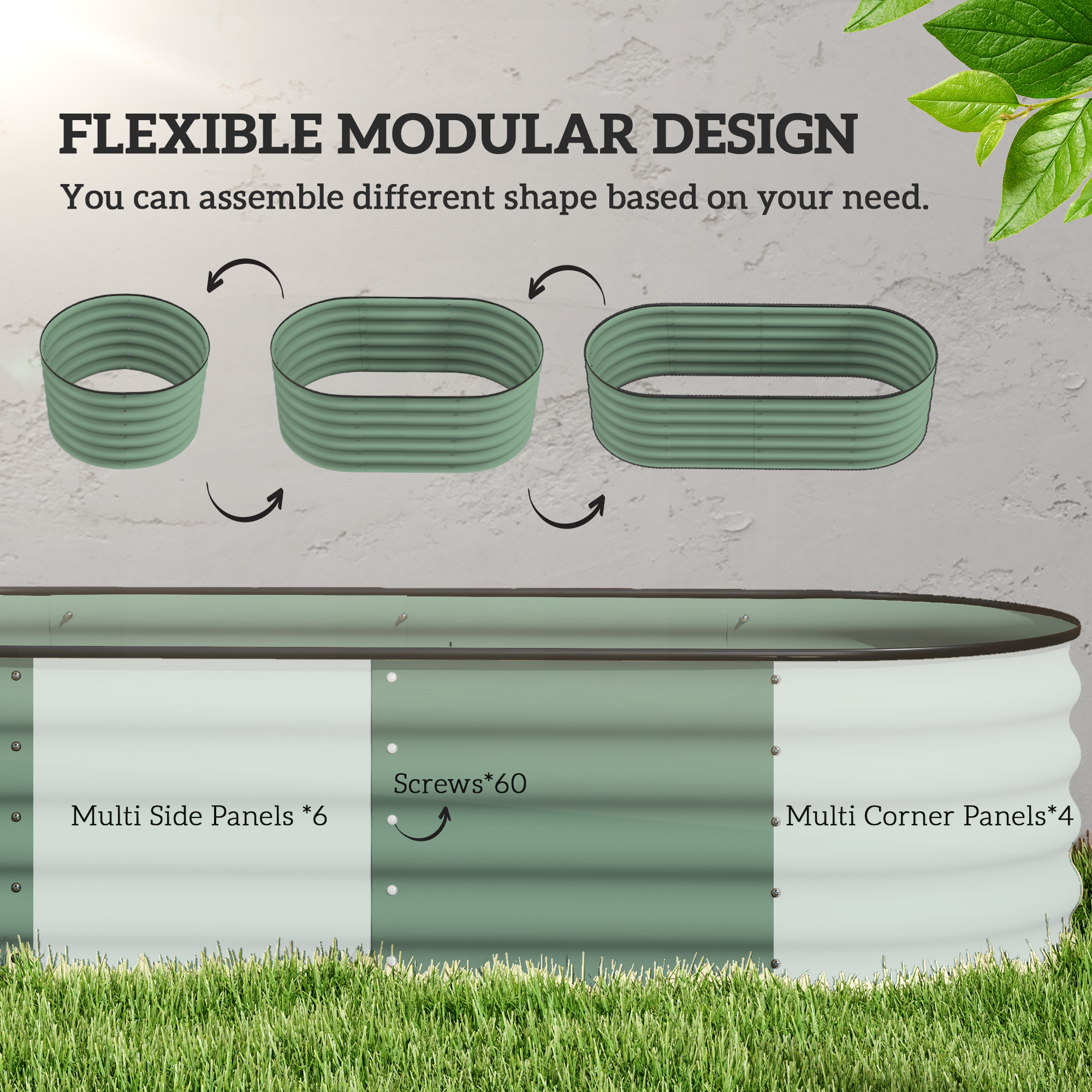 Galvanized Raised Garden Bed Kit, Outdoor Metal Elevated Planter Box with Safety Edging, Easy DIY Stock Tank for Growing Flowers, Herbs & Vegetables, Green
