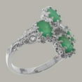 thumbnail image 3 of LBG British Made 10k White Gold Natural Diamond & Emerald Womens Promise Ring - 33 size options - Size 6, 3 of 6