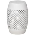 thumbnail image 1 of Outsunny Table d'Appoint Extérieur de 12,5 Pouces, Table d'Extrémité Ronde en Tambour Creux, Blanc, 1 of 10