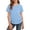 Light Blue, variant on Girls Shirts Side Ruched Short Sleeve V Neck Fitted Tops Casual Summer Soft Tee With Pocket Clothes For Kids