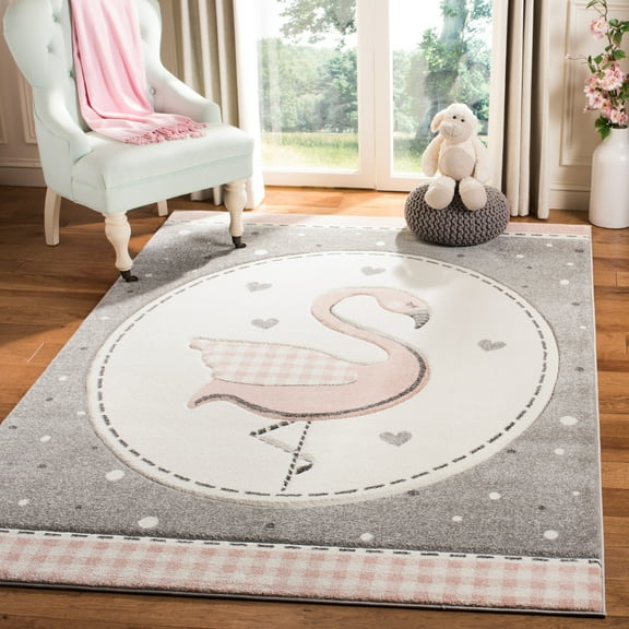SAFAVIEH Carousel Kids Dina Flamingo Animal Print Area Rug, Pink/Ivory, 5'3" x 7'6"