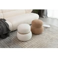 thumbnail image 6 of MEETAKING Small Round Foot Stool, Teddy Fabric Footrest Ottoman Stool with Non-Skid Legs, Modern Footstools Step for Couch, Desk, Office, Living Room (Beige), 6 of 8