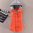 thumbnail image 2 of CILENON Womens Jackets Dressy Casual Women Vest Female Warm Sleeveless Jacket Cotton Solid Hooded Vest for Outerwear (Orange,XXXXL), 2 of 6