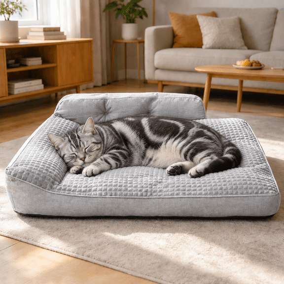 BOFNL Dog Beds for Small Dogs and Cats, Orthopedic Bolster Dog Sofa & Crate Pads, Washable Pet Beds, Non-Slip Bottom, up to 10 lbs, 20"x14"x8", Gray