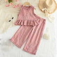 thumbnail image 7 of ITSAME Girls Outfit Set Plaid Print Ruffle Tank Top & Pants 2-Piece Kids Casual Fashion Clothes Pink Size 6, 7 of 7