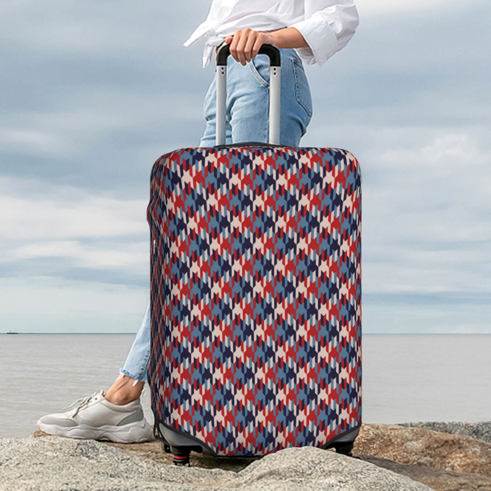 Vsdgher Red Blue Checked Luggage Cover Suitcase Cover Protector Anti-scratch Suitcase cover Fits 18-32 Inch Luggage(No luggage included)-Large