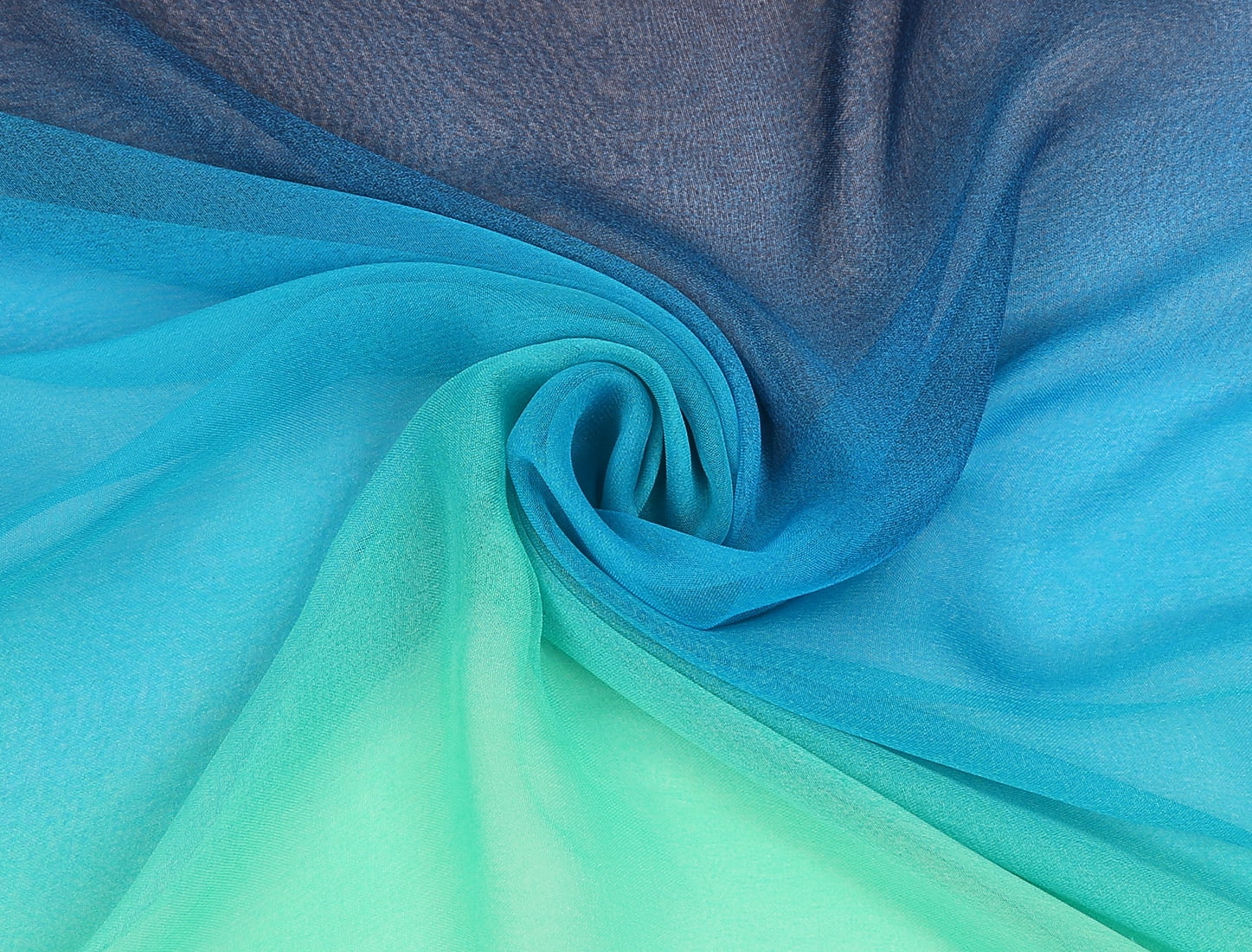 Unique Bargains Long Chiffon Lightweight Scarf Gradient Color Scarves Spring Summer for Women Blue Green / Orange 63"x19.6"