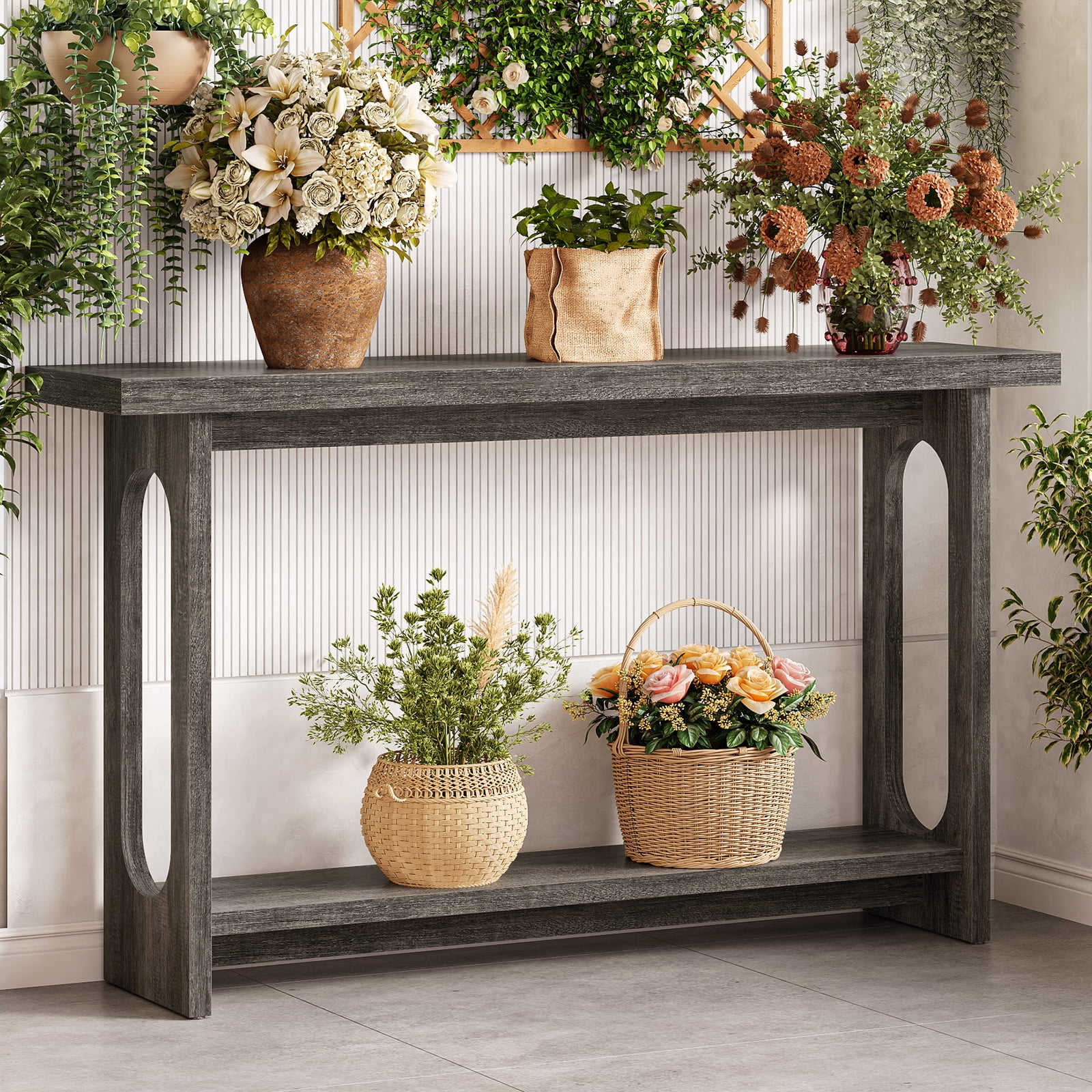 Tarnorci 54" Console Table,  Sofa Table with Storage Shelves, Narrow Table for Entryway,Living Room, Foyer