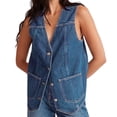 thumbnail image 2 of Denim Vest for Women Casual V Neck Button Down Sleeveless Jean Jacket, 2 of 6