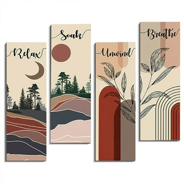 MKLZ 4 Piece Inspirational Wall Art, Home Decor for Living Room, Farmhouse