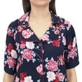 thumbnail image 5 of Bimba Women's Floral Print Blue Sleepshirt Short Sleeve Loose Nightwear - 4, 5 of 5