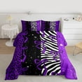 thumbnail image 2 of Homewish Fashion Leopard Print Queen Comforter Set, Purple Princess Bow-tie Bedding Sets, Mystic Glitter Stars Reversible Bedding Comforter Set, Lightweight Room Decor, 3 Pieces, 2 of 8