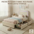 thumbnail image 3 of Yiwa Upholstered Boucle Platform Bed, LED Headboard Frame with 2 Storage Drawers and Wood Slats, No Box Spring Needed, 3 of 7