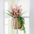 thumbnail image 6 of Topboutique Artificial Tulips Fake Flowers 6 Bundles 30 Heads Faux Plastic Plants UV Resistant Silk Fabric Tulip for Home Outside Garden Porch Window Farmhouse Decor (Light Pink), 6 of 7