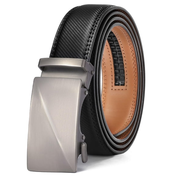 GAEKEAO Ratchet Belt for Men Genuine Leather 1 3/8" - Micro-Adjust Buckle Trim to Fit Dress Belt Casual to Formal Gift Boxed