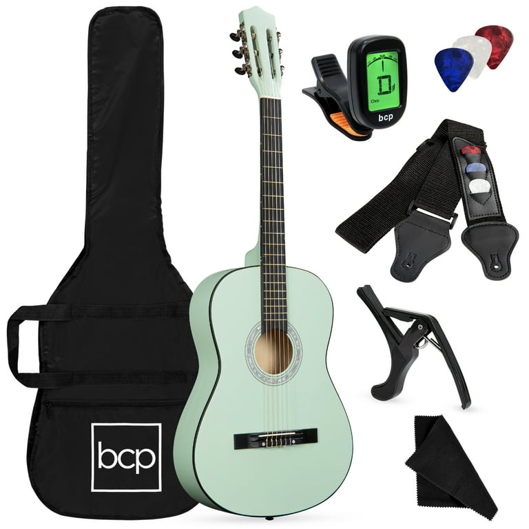 foretrække Sportsmand Rummelig Best Choice Products 38in Beginner Acoustic Guitar Starter Kit w/ Case,  Strap, Digital Tuner, Strings - SoCal Green - Walmart.com