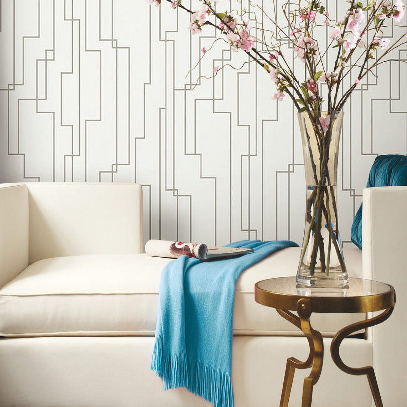 RoomMates Gray, Geometric Circuits Peel & Stick Wallpaper