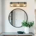 thumbnail image 2 of ACE-LIGHTS,3-Light Farmhouse Vanity Light Fixture,Bathroom Wall Sconce(Bulb Not Included) with Clear Seeded Glass Shades,Modern Industrial Design for Bathroom,Bedroom,Entrance,Passage(Black), 2 of 10