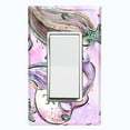 thumbnail image 1 of Metal Light Switch Wall Plate Outlet Cover (Mermaid Cat Pattern Glitter Print Pastel - Single Rocker), 1 of 2