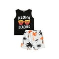 thumbnail image 2 of Musuos Boy Summer Shorts Set 1-5T Letter Glasses Sleeveless Vest Tops + Tree Printed High Waist Breeches Suit, 2 of 10