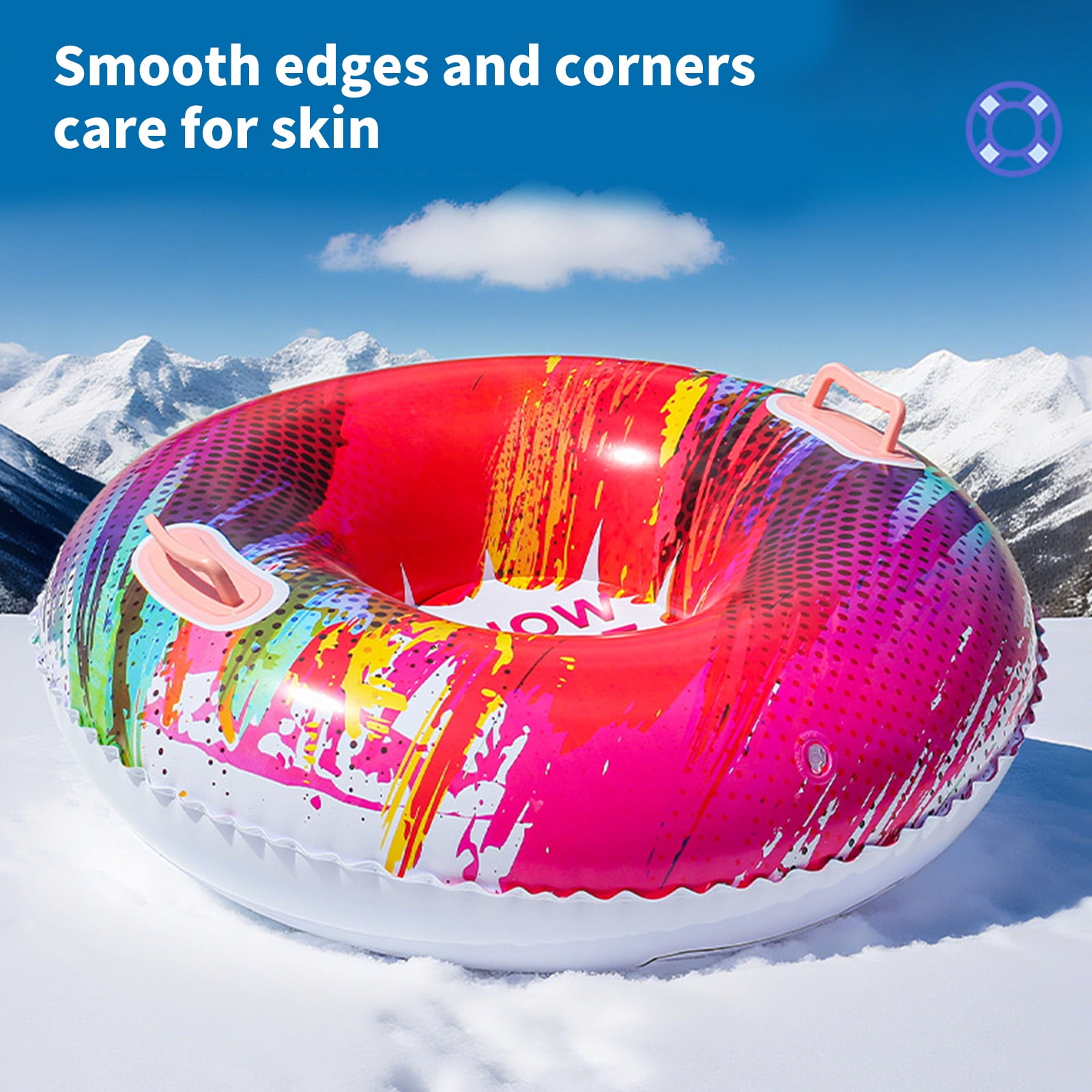 Inflatable Snow Tube Sled with Handles PVC Sledding Tube Thicken Skiing Tubing Folding Snow Sled Skiing Accessories