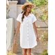 thumbnail image 3 of Vestido camisero Zeagoo de algodón blanco de manga corta para mujer, 3 of 6
