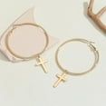 thumbnail image 3 of 14K Yellow Gold Cross Big Circle Hoop Earrings Set Simple Style For Women Party Jewelry Gift, 3 of 5