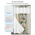 thumbnail image 2 of No Hook Cloth Fabric Shower Curtain with Snap in Liner, Green Pumpkin Fall Waterproof Shower Curtains Set with See Through Top Window, Striped Thanksgiving Botanical Rustic Bath Curtains 66"x72", 2 of 6