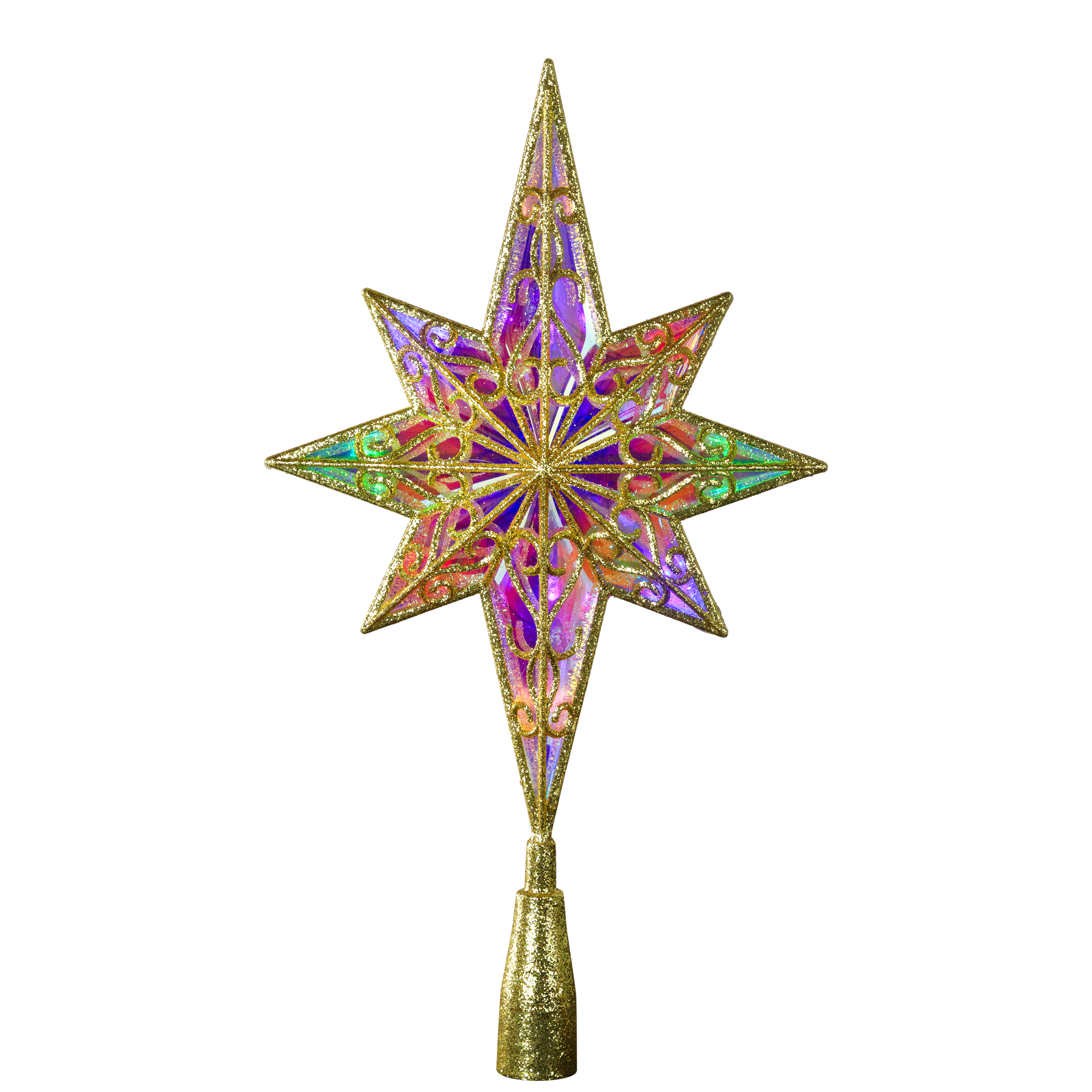Northlight LED Glitter Star of Bethlehem Christmas Tree Topper - 14.5" - Gold - Multi Lights