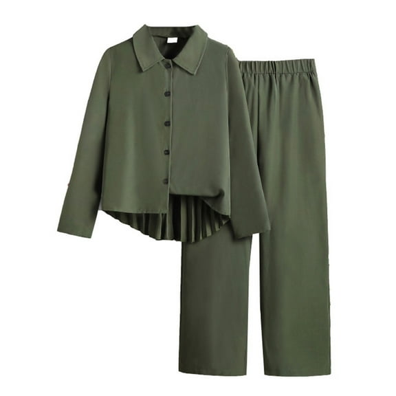 Tfken teen girls outfits sets Size 7-8 Years Dressy Trendy Shirt Pant Solid Color Long Sleeve outfit set Green