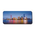 thumbnail image 1 of Urban Computer Mouse Pad, City Skyline of Shanghai China on Huangpu River Dusk Famous Travel Destination, Rectangle Non-Slip Rubber Mousepad X-Large, 35" x 15", Blue Pink Yellow, by Ambesonne, 1 of 2