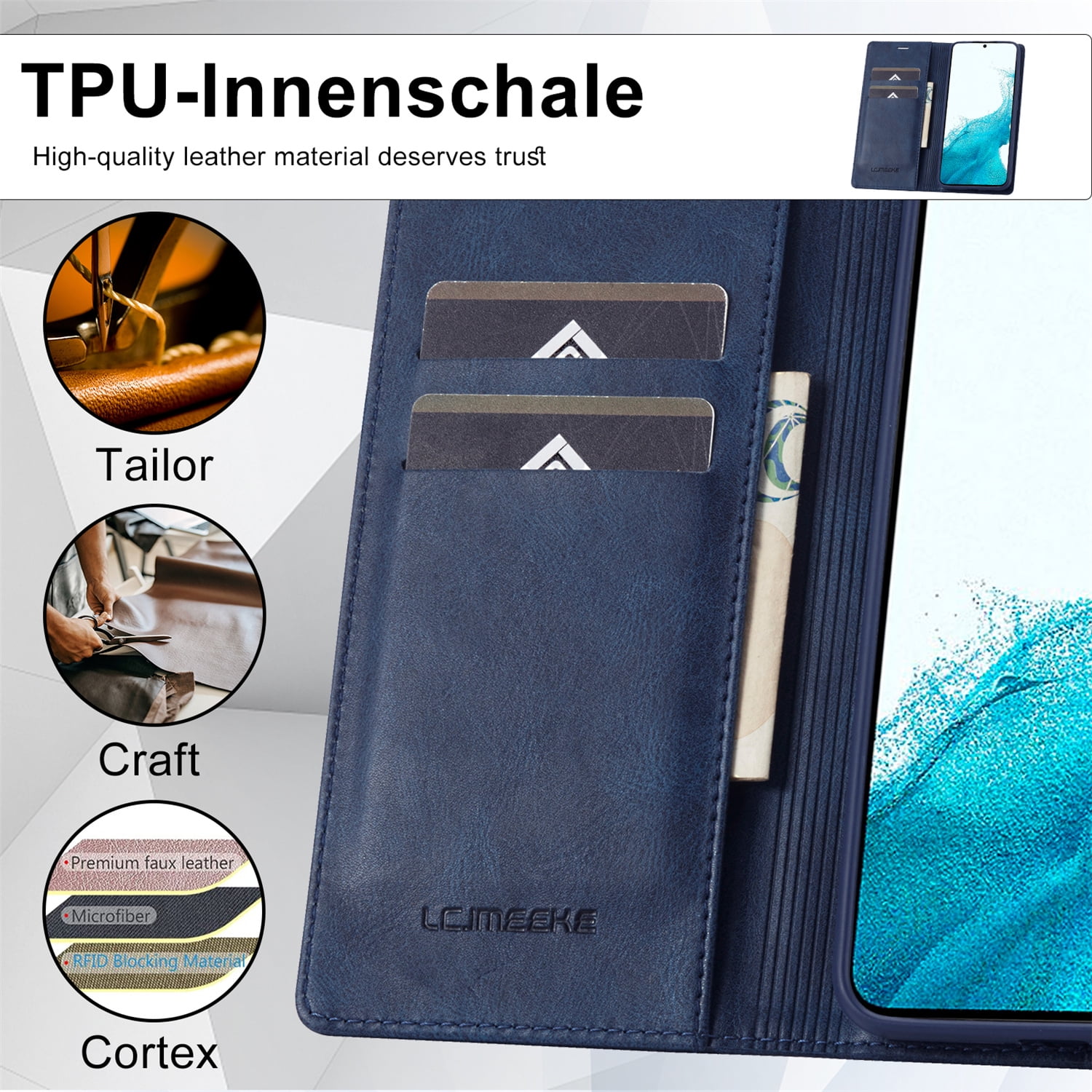 Phone Flip Case For Samsung Galaxy S23 Ultra Wallet Case,Blocking Card Slot  Holder [TPU Interior