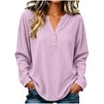 thumbnail image 2 of Antinious Women Long Sleeve V-Neck Button Solid Loose Stylish Knit Pullover Sweater, 2 of 5