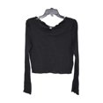 thumbnail image 2 of Women's Topshop Lettuce Edge Long Sleeve Cotton Top, black, Size 14 US, 2 of 6