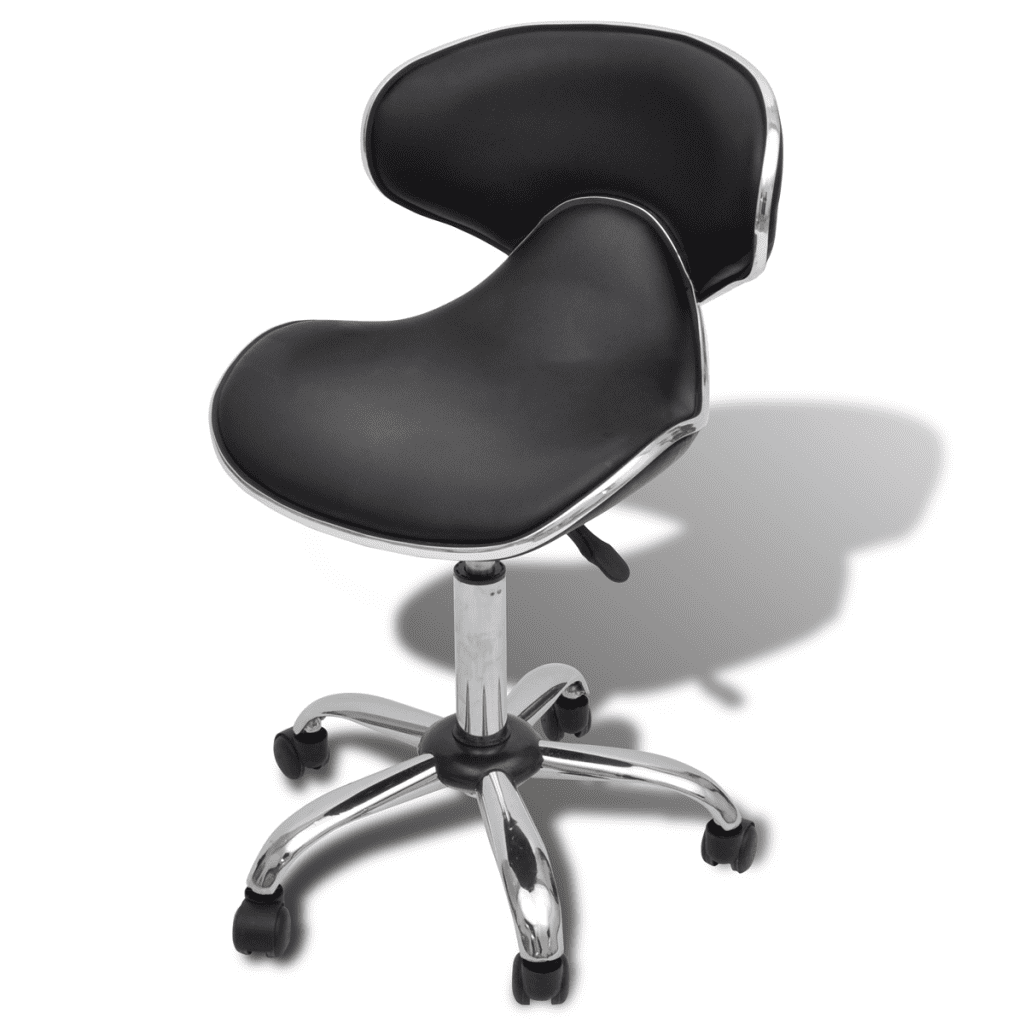 Salon Spa Stool with Backrest Curved Design Black
