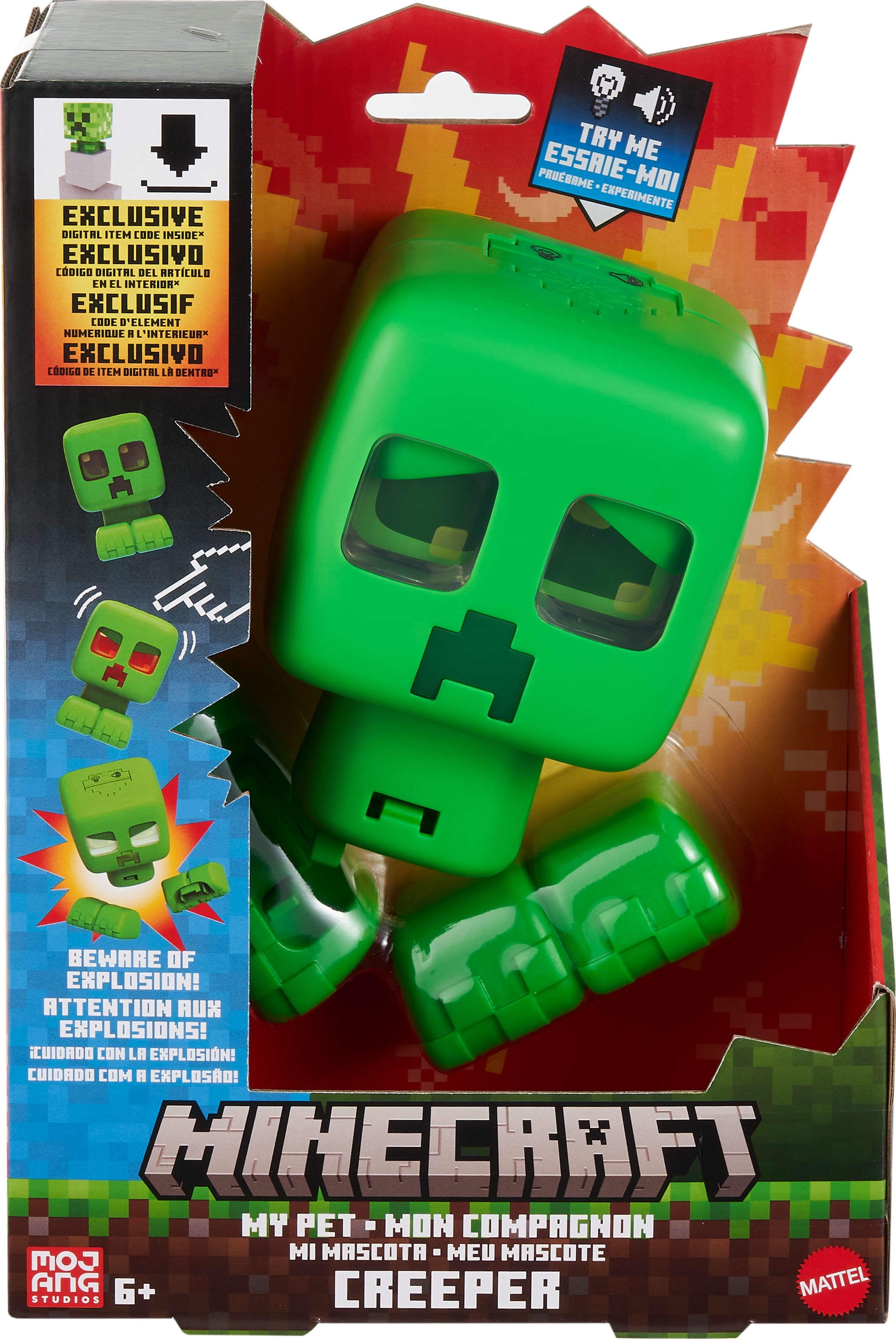 Minecraft My Pet Creeper Interactive Toy Action Figure with Lights, Sounds & Exploding Action, The Minecraft My Pet Creeper toy delivers explosive fun with lights, sounds and an exploding feature that brings the game to life!