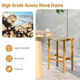 thumbnail image 4 of Topbuy Outdoor Wood Bar Stools Set of 2 30” Bar Height Acacia Wood Stools with PE Rattan Saddle Seat Outdoor Wicker Bar Chairs, 4 of 8