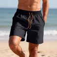 thumbnail image 3 of Men's Shorts Lightweight Solid Color Cargo Shorts Drawstring Elastic Waist Shorts Summer Lightweight Running Shorts Walking Shorts, 3 of 7