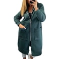 thumbnail image 2 of Fashion Sweatshirts Comfortable Full Zip Up Hoodie Womens Long Fleece Sweatshirt with Pockets Dark Green 5XL, 2 of 7