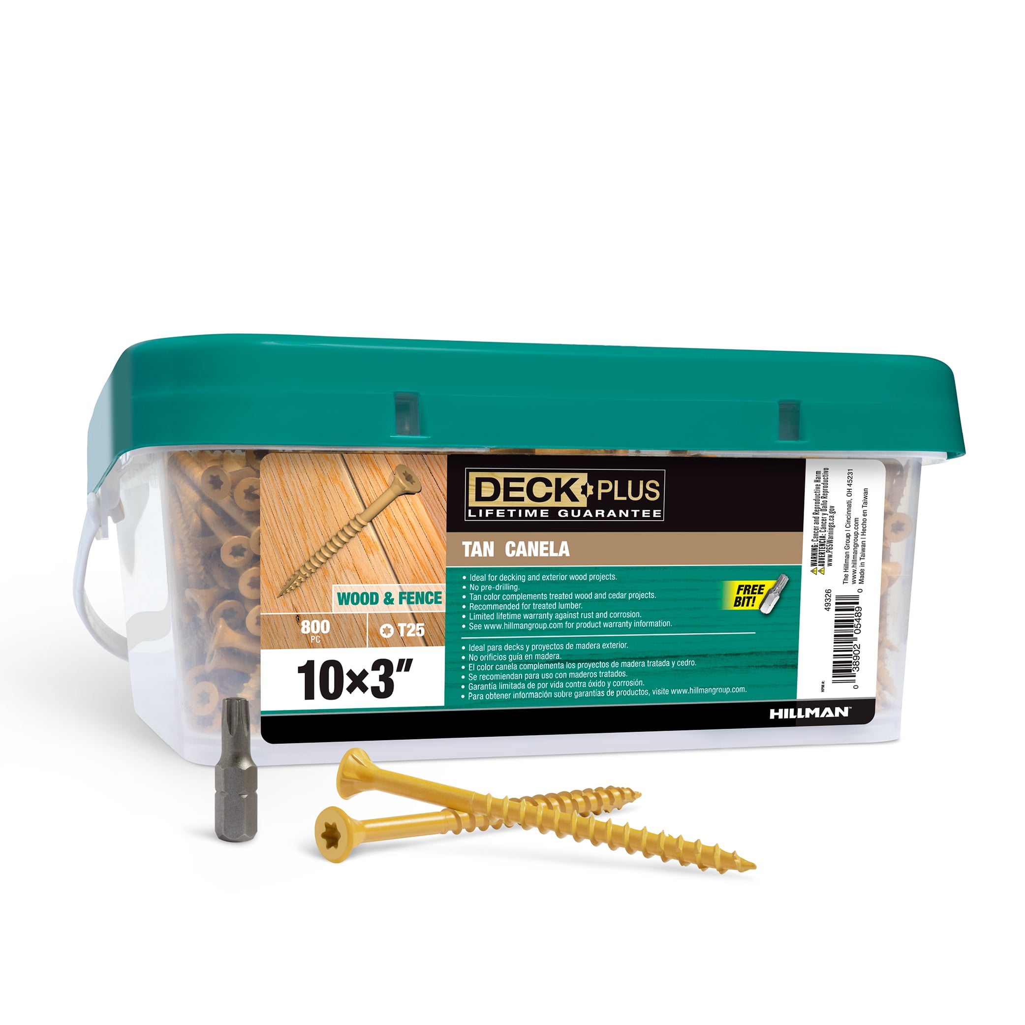Deck Plus Steel Tan Deck Screws, Tan Exterior Wood Screws, (#10 x 3'), 800 Piece Keg