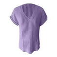 thumbnail image 4 of Adeawade Womens Tshirt Short Sleeve Solid Color Tops V Neck Classic Tee Daily Wear 2Xl Purple, 4 of 4