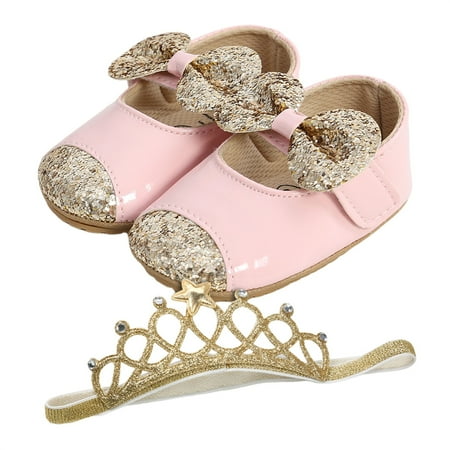 

Gureui Newborn Infant Baby Princess Shoes Contrast Color Sequins Bowknot Walking Shoes Footwear Prewalker for Girls