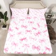 thumbnail image 2 of Manfei Teens Children Cartoon Ribbon Bowtie 3pcs Twin Sheet Sets,Love Heart Stars Print Twin Fitted Sheet,Kawaii Cute Breathable Flat Sheet,Ultra Soft Home Decor, 2 of 7