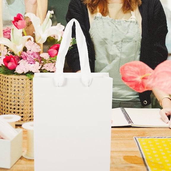 Mobestech 10Pcs Flower Kraft Wrapping Bags White Rectangular Design for Wedding Use