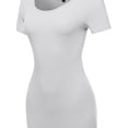 thumbnail image 4 of A2Y Women's Solid Fitted Classic Short Sleeve Premium Cotton Midi Dress Ivory S, 4 of 5
