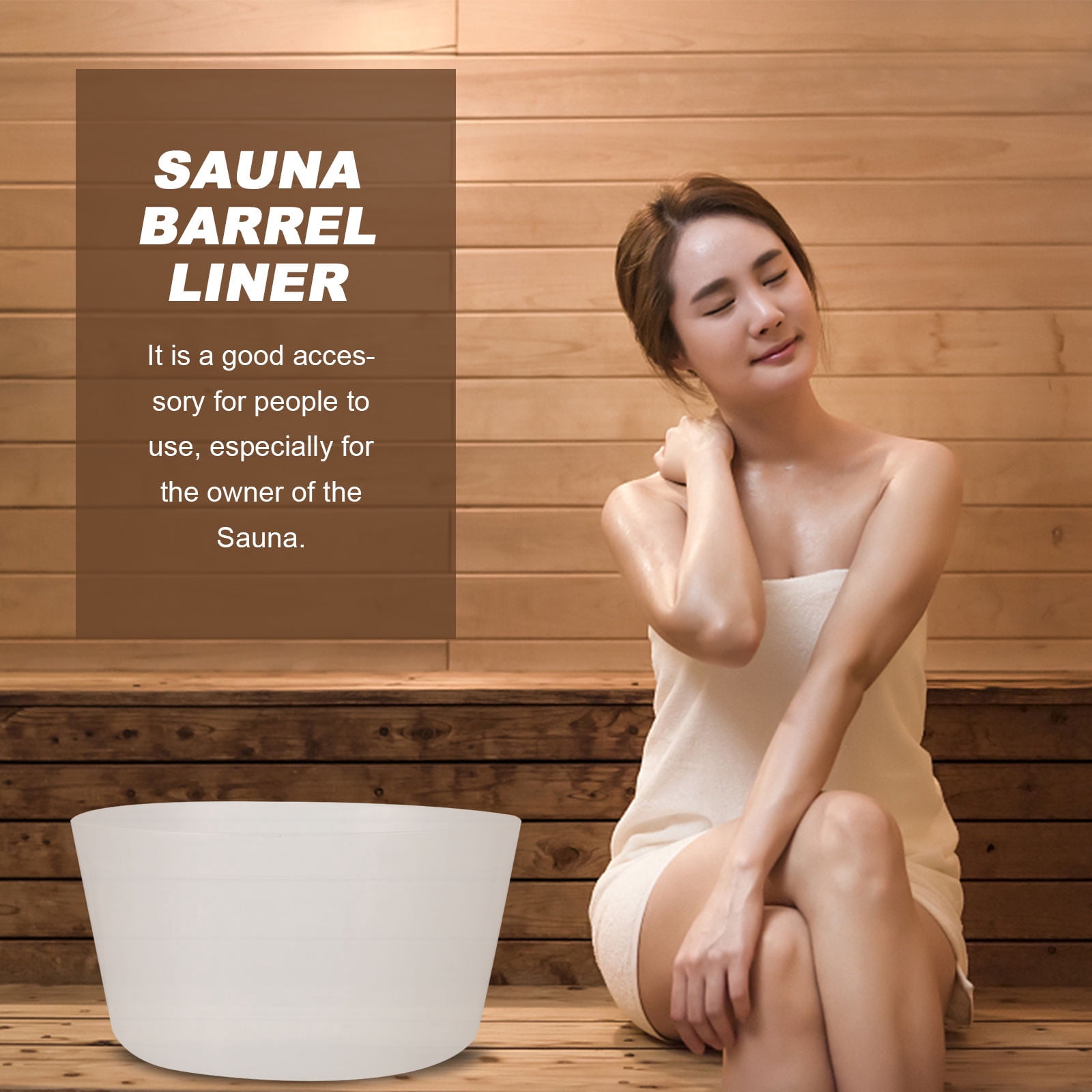 WHAMVOX Practical Sauna Barrel Liner 1Pc White PP Rectangular for and Swimming Pool Accessories