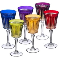 Barski European Assorted Colored Wine Glasses - Set of 6 Wine Goblets (Water - Blue)