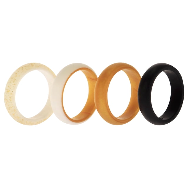Juego de anillos de boda de silicona de 2 capas - Oro de ROQ para mujer - Anillo de 4 x 7 mm