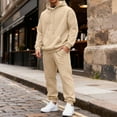 thumbnail image 7 of Fgvctg Mens Sweatsuits 2 Piece Set Winter Lounge Hoodie Casual Fleece Sweatsuit Plus Size Jogger Sweatpant Oversized Sweatshirt Tracksuit with Pockets Beige 2XL, 7 of 7